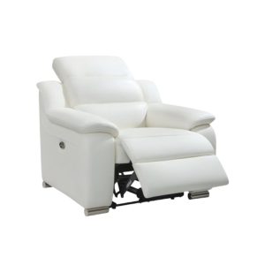 Fauteuil Cuir Blanc Relax avec Mécanisme Électrique