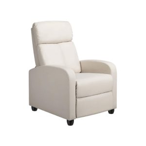 Fauteuil Relax en Simili Cuir Beige pour Salon Inclinable