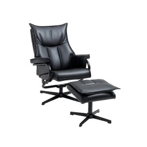 Fauteuil Relax Pivotant en Cuir Synthétique Noir