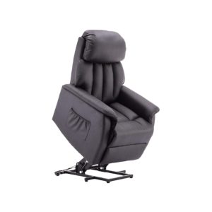 Fauteuil Relax Cuir Noir Électrique Réglable